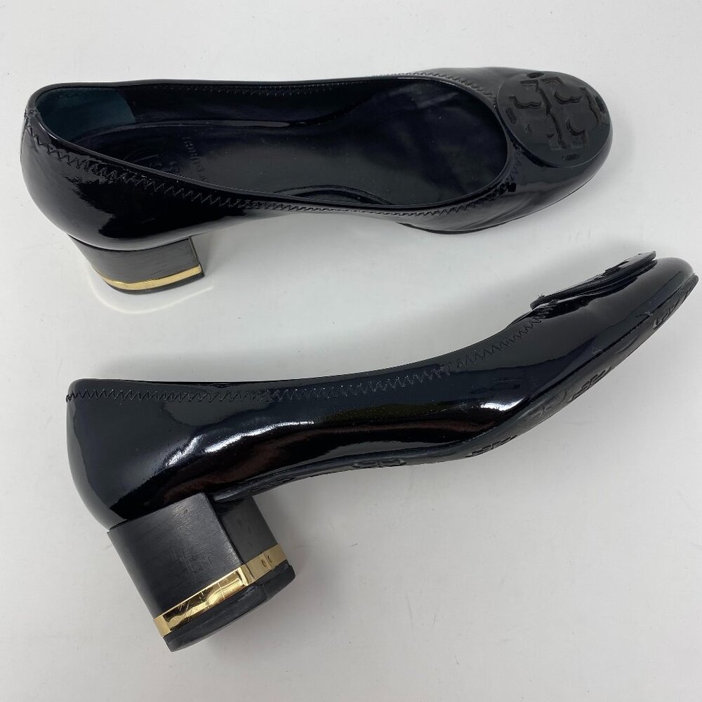 tory burch amy patent leather pumps w/ logo